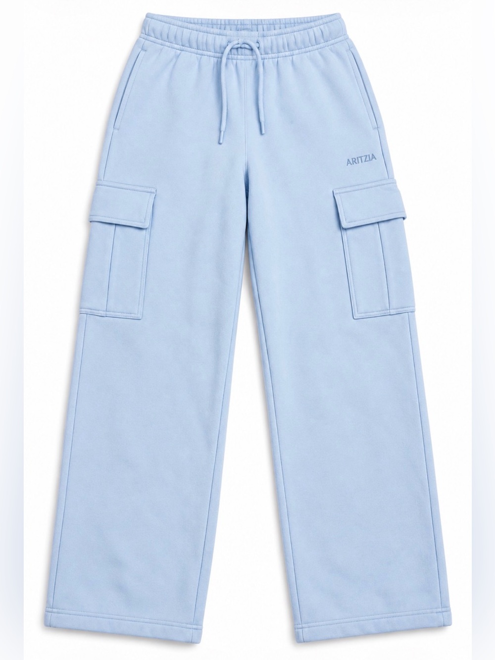 NWT Aritzia Cozy Sweatfleece Mega Cargo Sweatpants S Blue Wide Leg $88